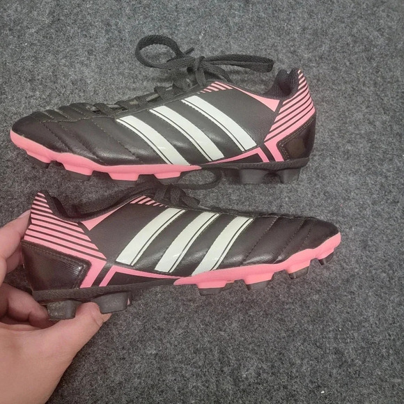 Adidas Q21025 Male Youth Soccer Cleats Black White Pink US 2 1/2 - Picture 2 of 15